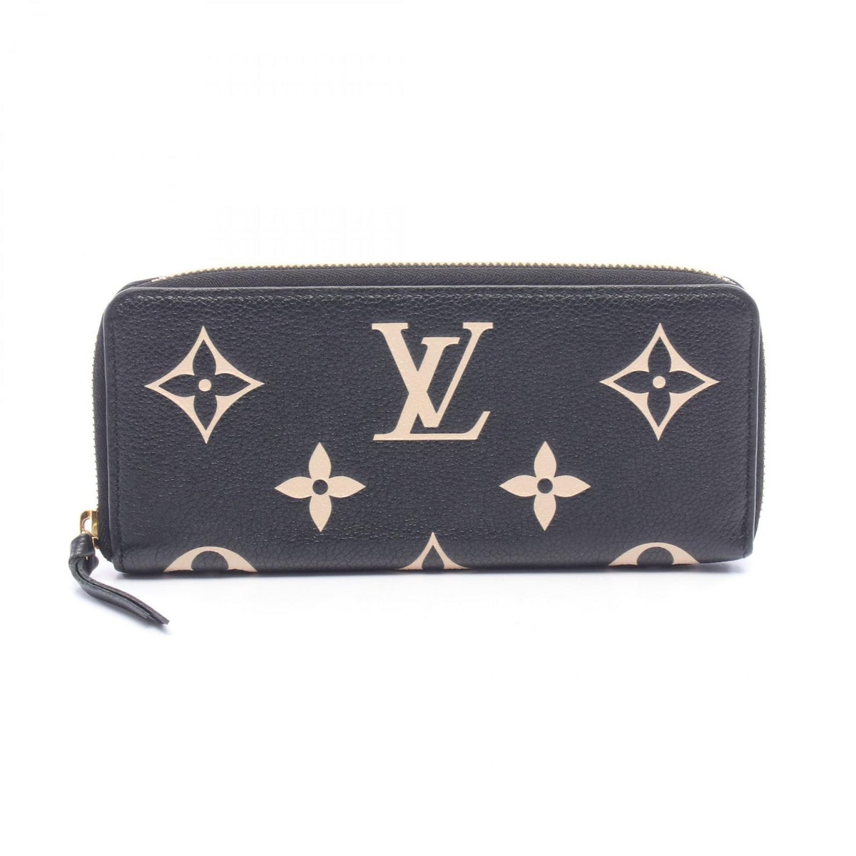 Louis Vuitton Round Wallet Portefeuille Clemence Monogram Empreinte Black Beige