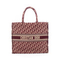 Dior Tote Bag Book Large Bordeaux Ivory Canvas Oblique