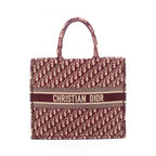 Dior Tote Bag Book Large Bordeaux Ivory Canvas Oblique