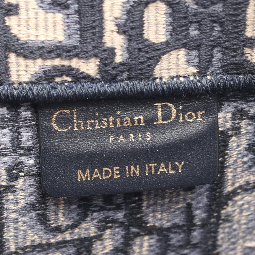 Dior Tote Bag Book Medium Navy Beige Canvas Oblique — view 4