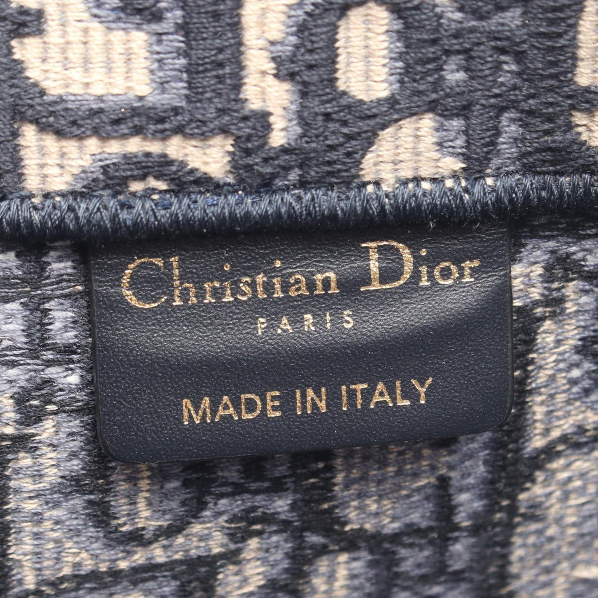 Dior Tote Bag Book Medium Navy Beige Canvas Oblique — view 4