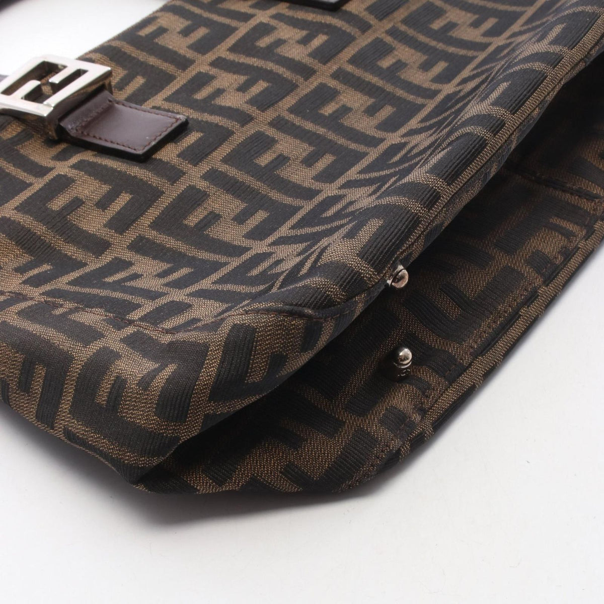 Fendi Tote Zucca Black Brown Canvas Leather Handbag — view 8