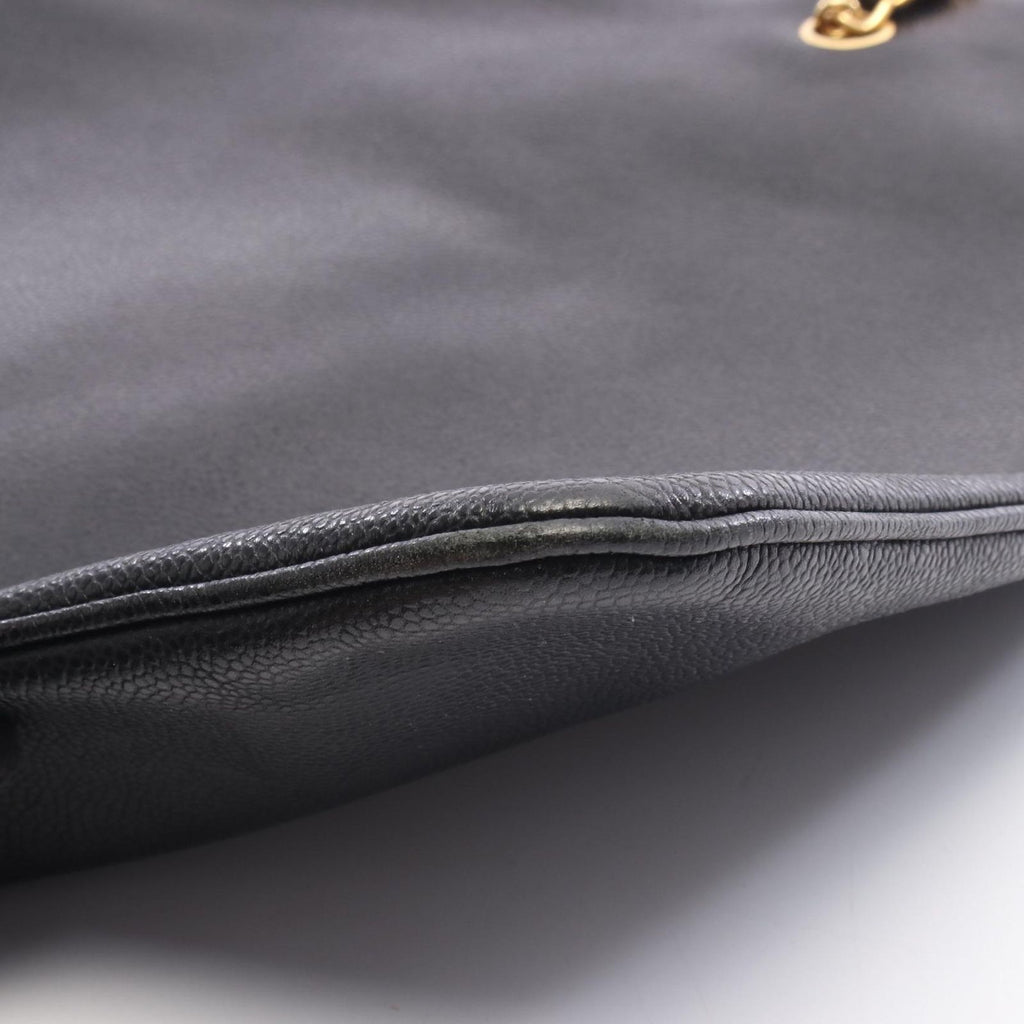 Chanel Tote Bag CC Logo Black Caviar Leather Chain — view 7