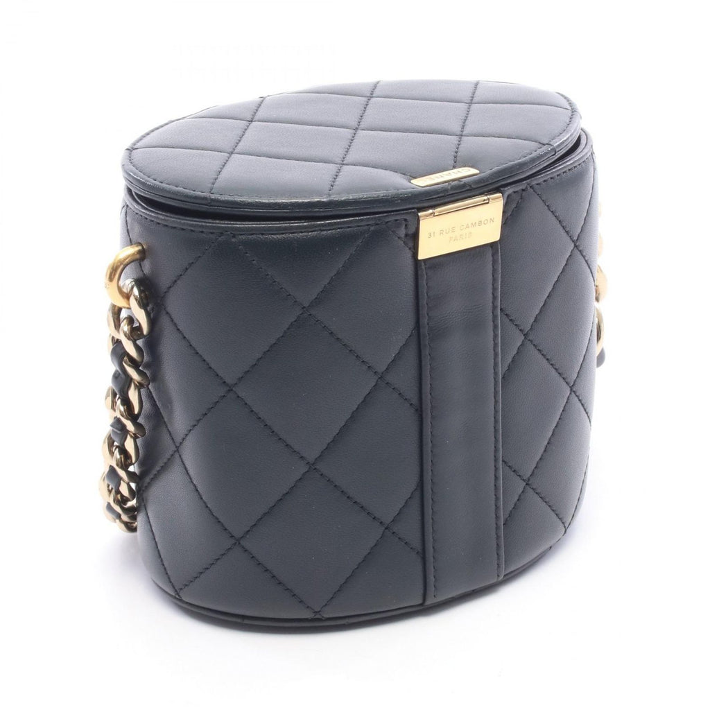 Chanel Shoulder Bag Quilted Vanity Black Lambskin Chain — view 2