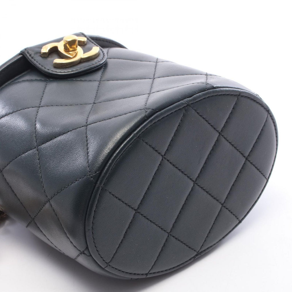 Chanel Shoulder Bag Quilted Vanity Black Lambskin Chain — view 8