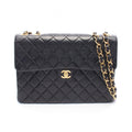 Chanel Shoulder Bag Maxi Quilted 30 Single Flap Black Lambskin Chain