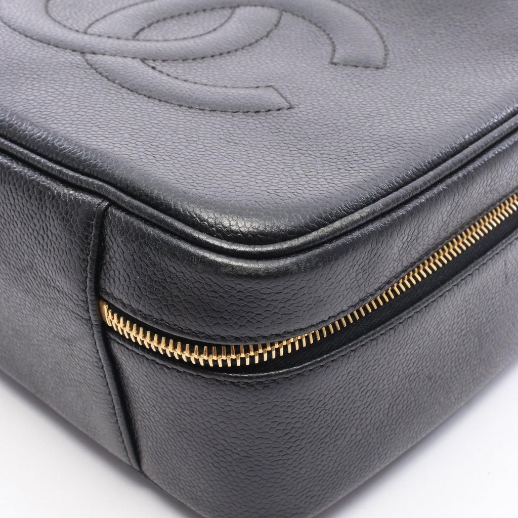 Chanel Handbag CC Logo Black Caviar Leather Vanity 2-Way Shoulder — view 7