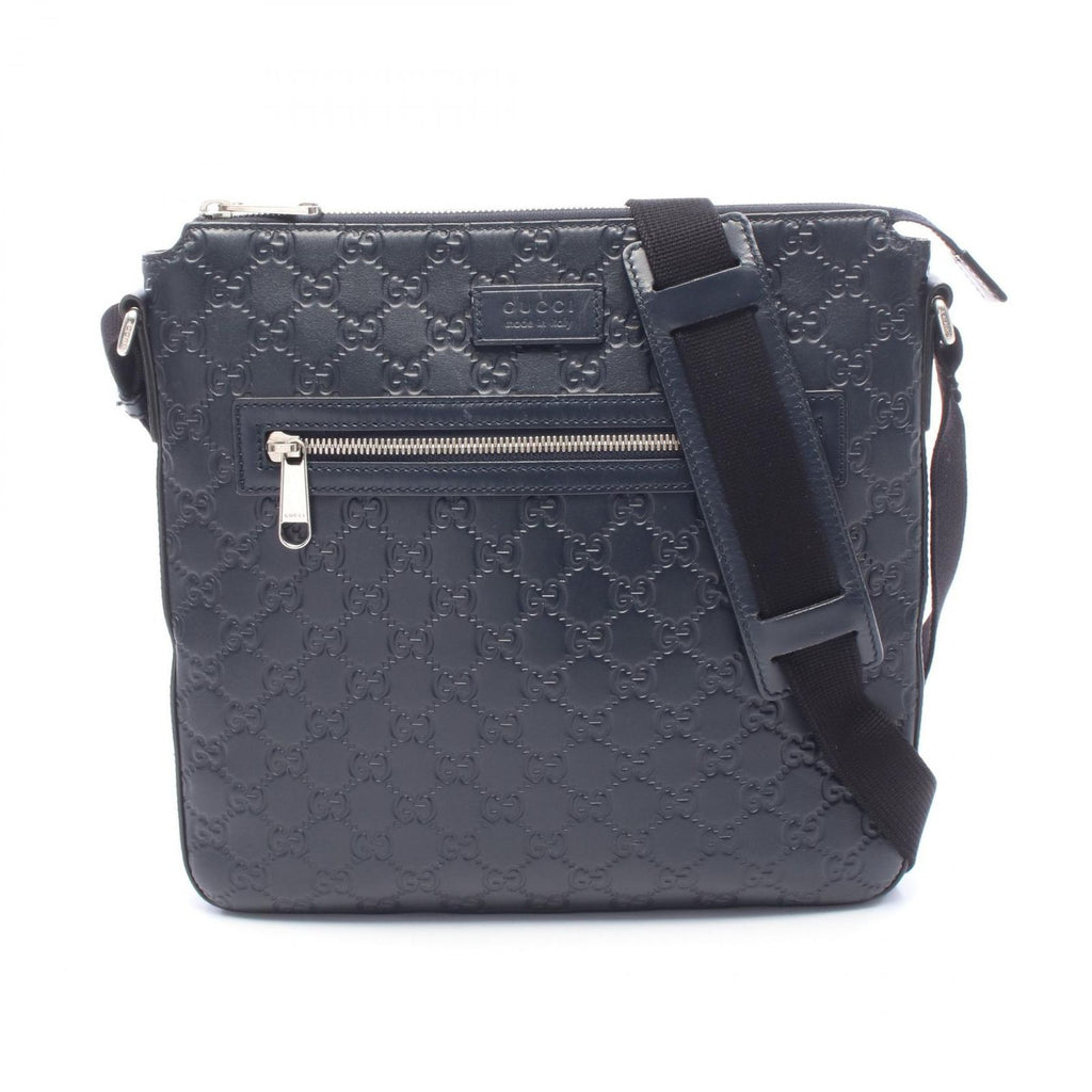 Gucci Shoulder Bag Guccissima Navy Leather