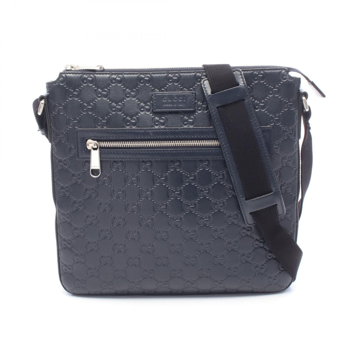 Gucci Shoulder Bag Guccissima Navy Leather
