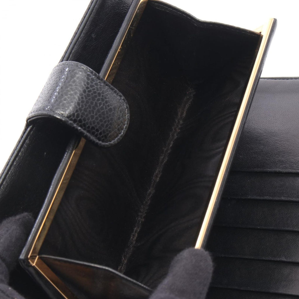 Chanel Bifold Wallet CC Logo Black Caviar Leather Kiss Lock — view 4