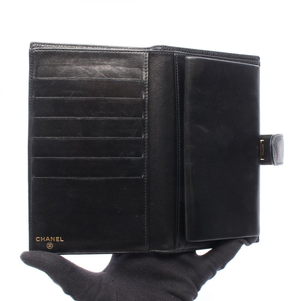 Chanel Bifold Wallet CC Logo Black Caviar Leather Kiss Lock — view 3