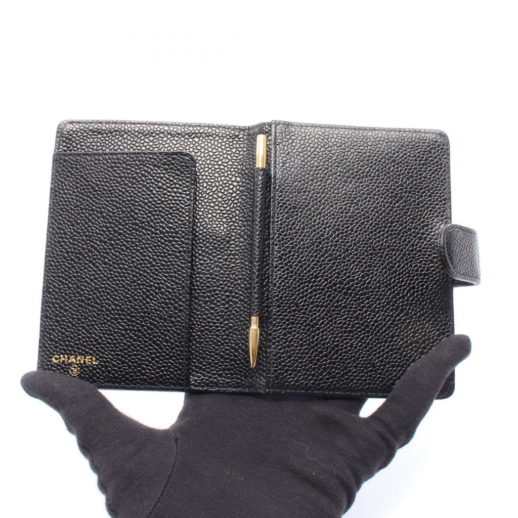 Chanel Agenda Cover Mini CC Logo Black Caviar Leather — view 3