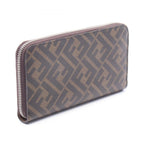 Fendi Round Wallet Diagonal Zucca Brown Black Leather — view 2