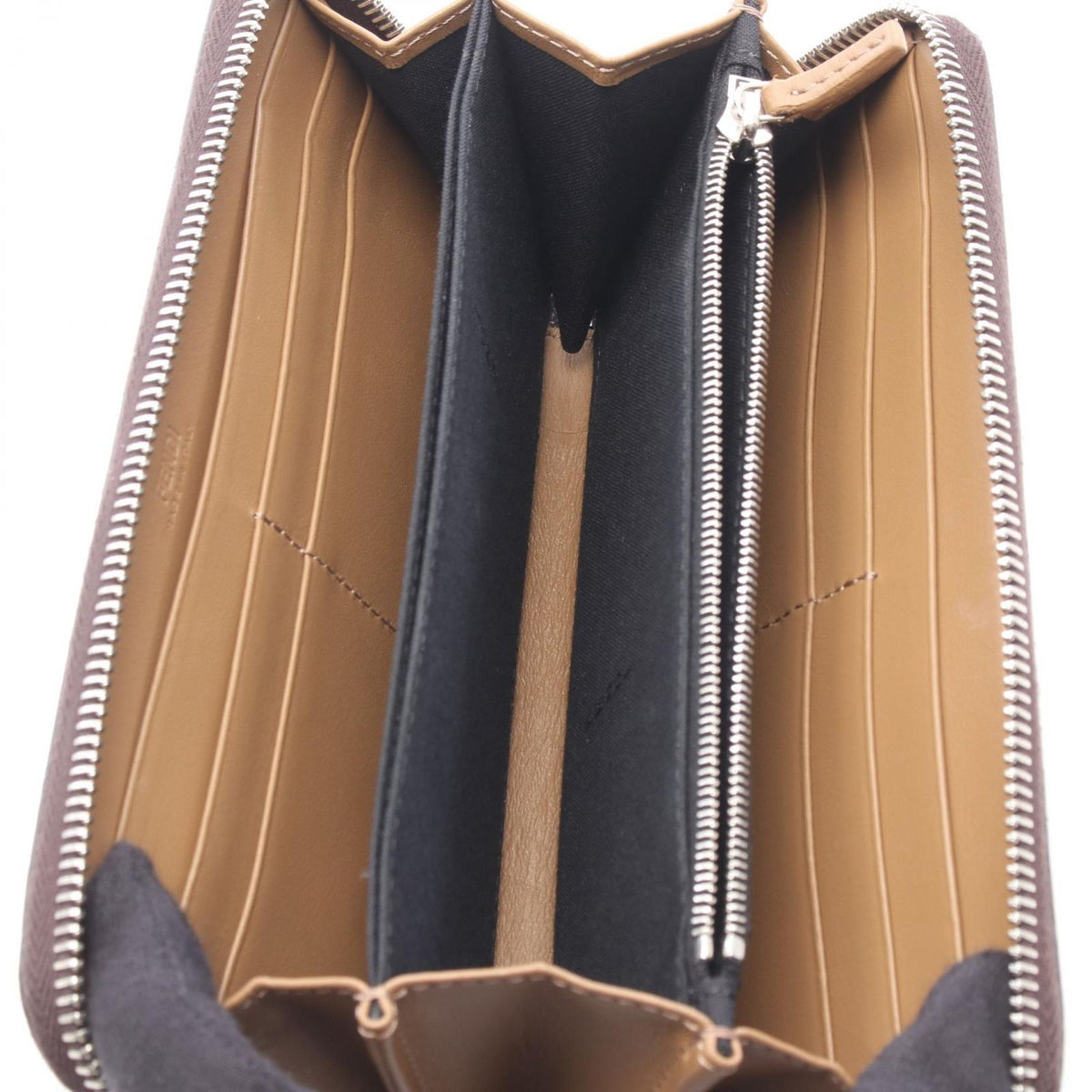 Fendi Round Wallet Diagonal Zucca Brown Black Leather — view 3