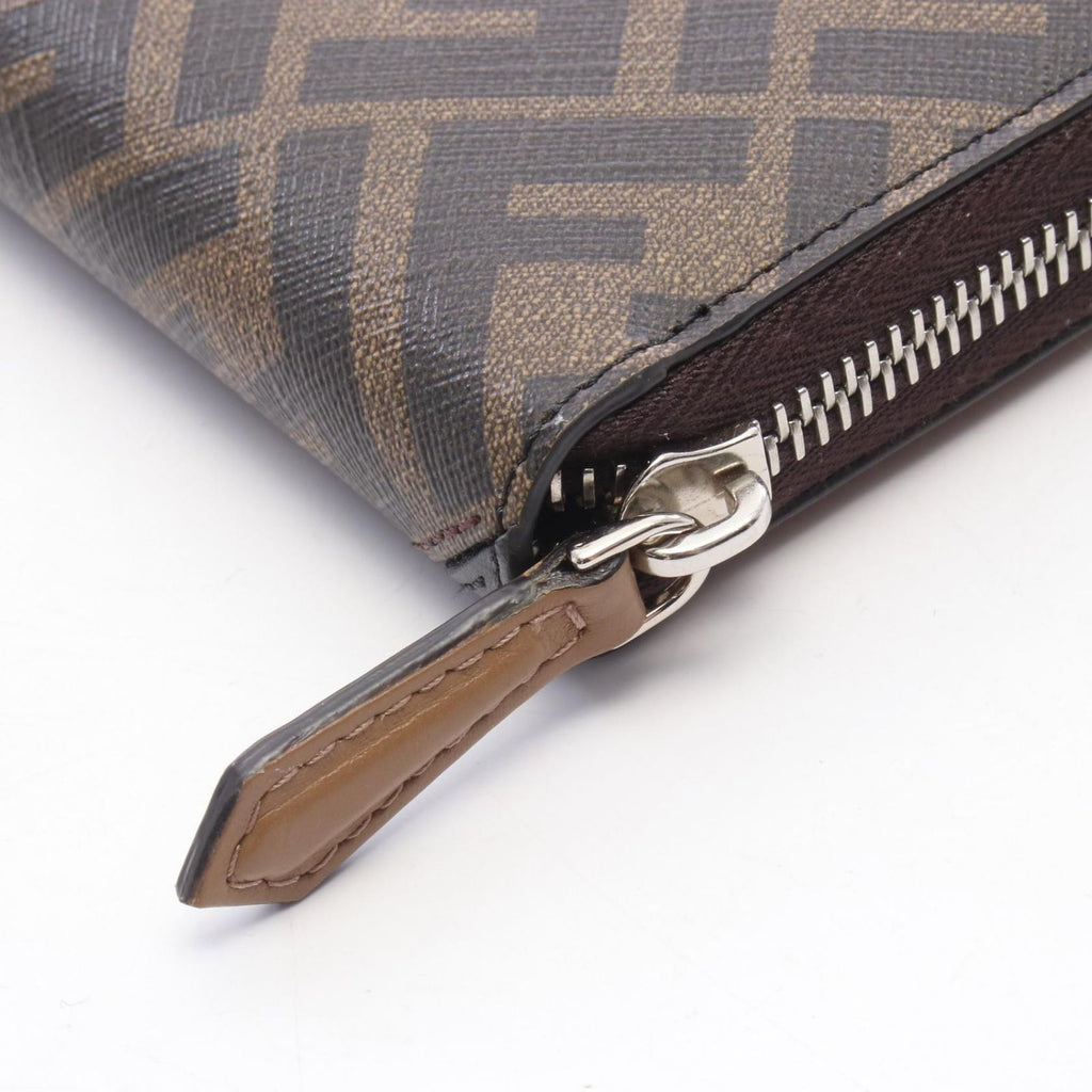 Fendi Round Wallet Diagonal Zucca Brown Black Leather — view 5