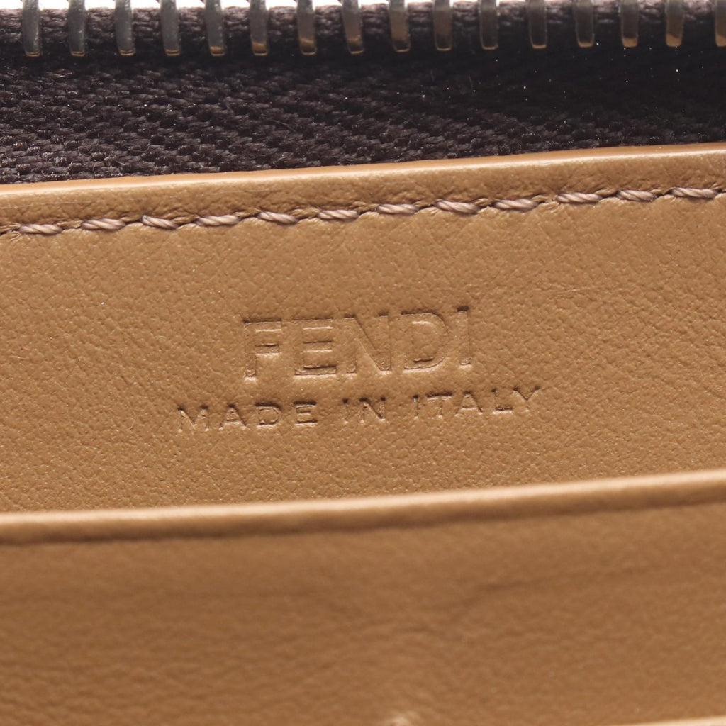 Fendi Round Wallet Diagonal Zucca Brown Black Leather — view 4