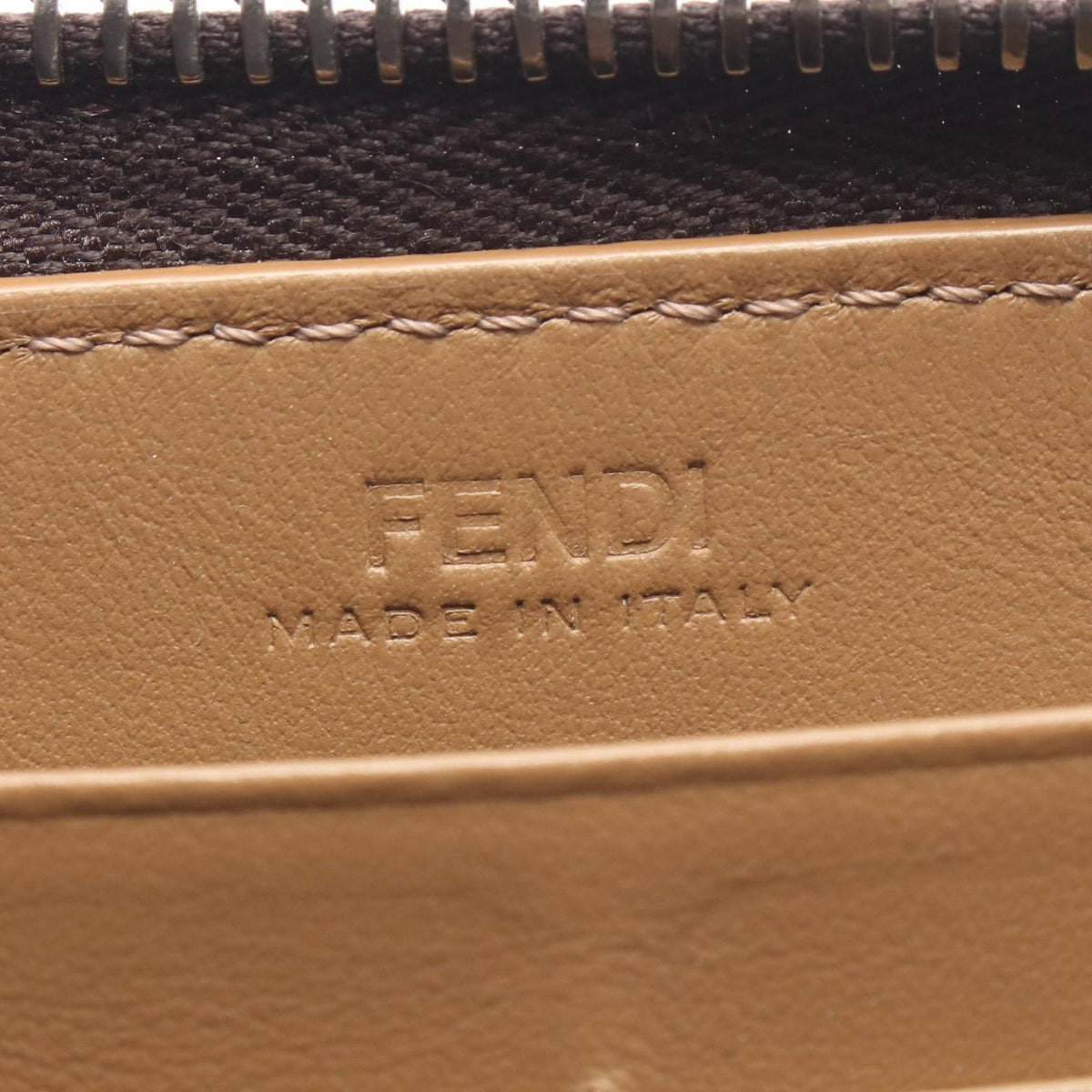 Fendi Round Wallet Diagonal Zucca Brown Black Leather — view 4