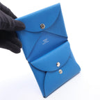 Hermes Coin Purse Calvi Duo Blue Hydra Leather — view 3
