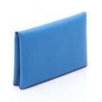 Hermes Coin Purse Calvi Duo Blue Hydra Leather — view 2