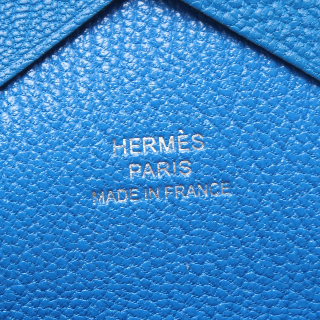 Hermes Coin Purse Calvi Duo Blue Hydra Leather — view 5