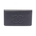 Chanel Bifold Wallet CC Logo Black Caviar Leather Zip