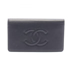 Chanel Bifold Wallet CC Logo Black Caviar Leather Zip