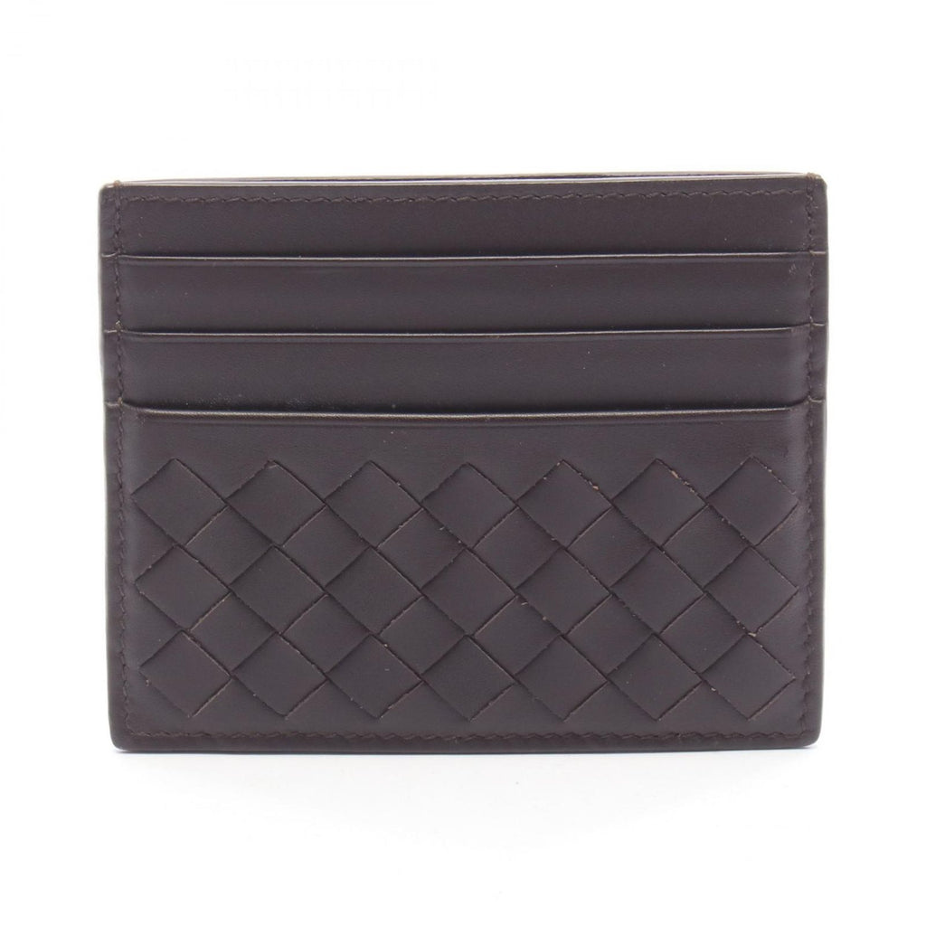 Bottega Veneta Card Case Intrecciato Dark Brown Leather