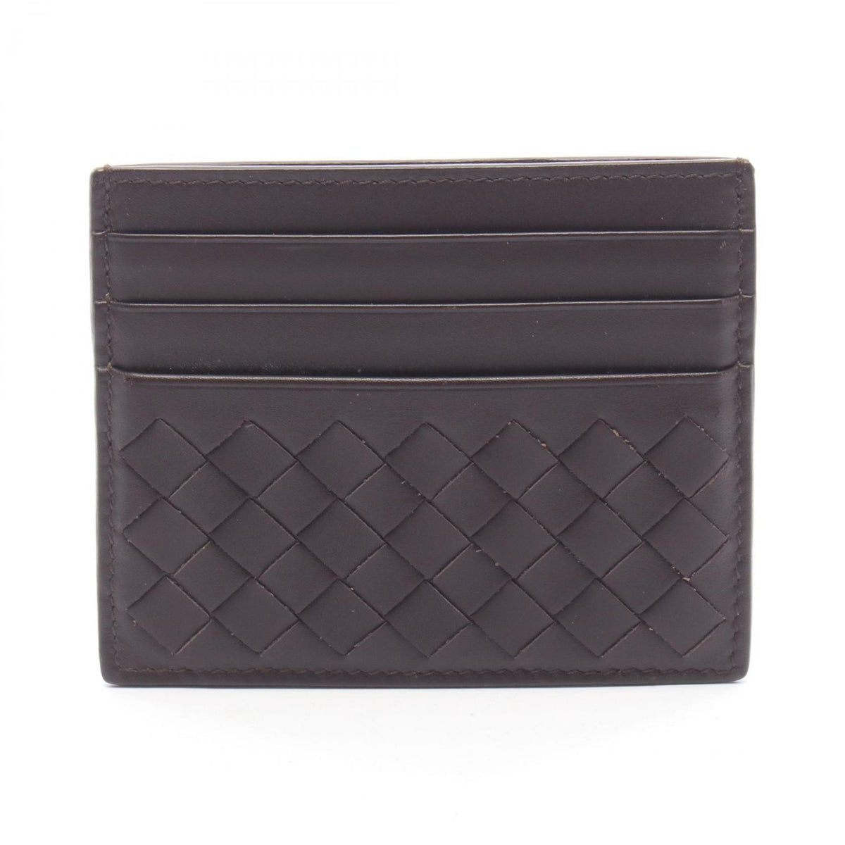 Bottega Veneta Card Case Intrecciato Dark Brown Leather