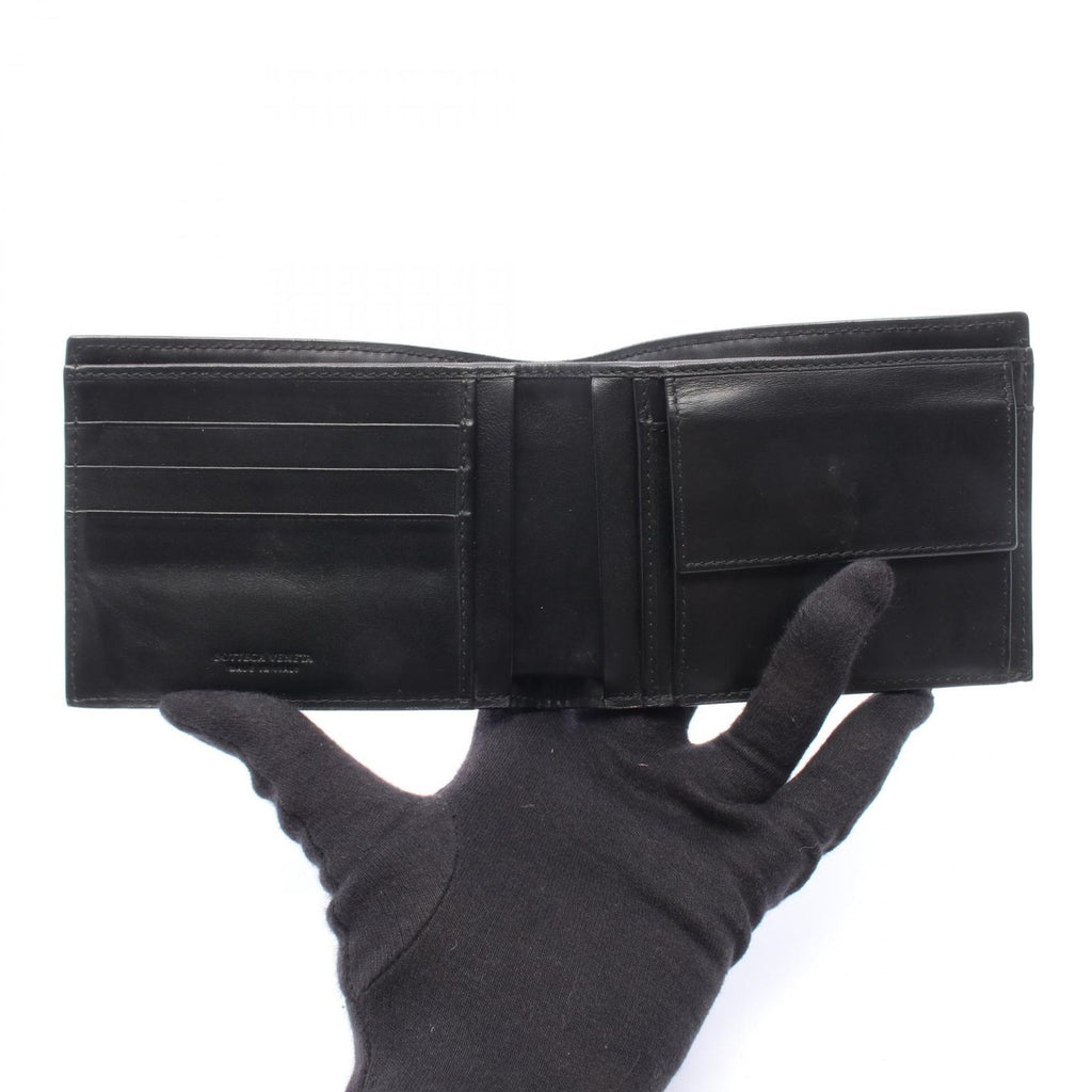 Bottega Veneta Bifold Wallet Intrecciato Black Leather — view 3