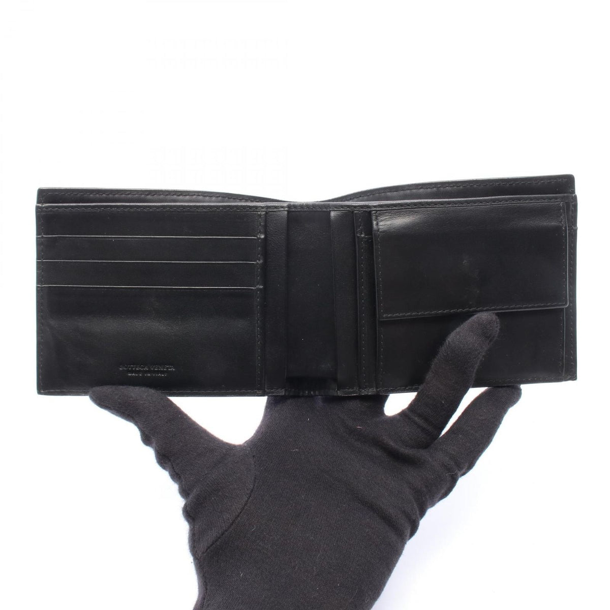 Bottega Veneta Bifold Wallet Intrecciato Black Leather — view 3