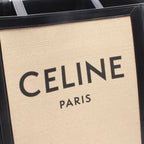 Celine Tote Bag Large Square Cabas Vanilla Black Canvas Leather — view 4