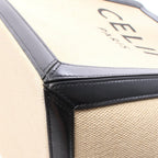 Celine Tote Bag Large Square Cabas Vanilla Black Canvas Leather — view 5