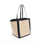 Celine Tote Bag Large Square Cabas Vanilla Black Canvas Leather — view 2