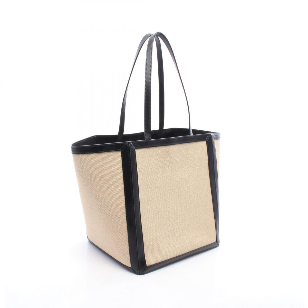 Celine Tote Bag Large Square Cabas Vanilla Black Canvas Leather — view 2
