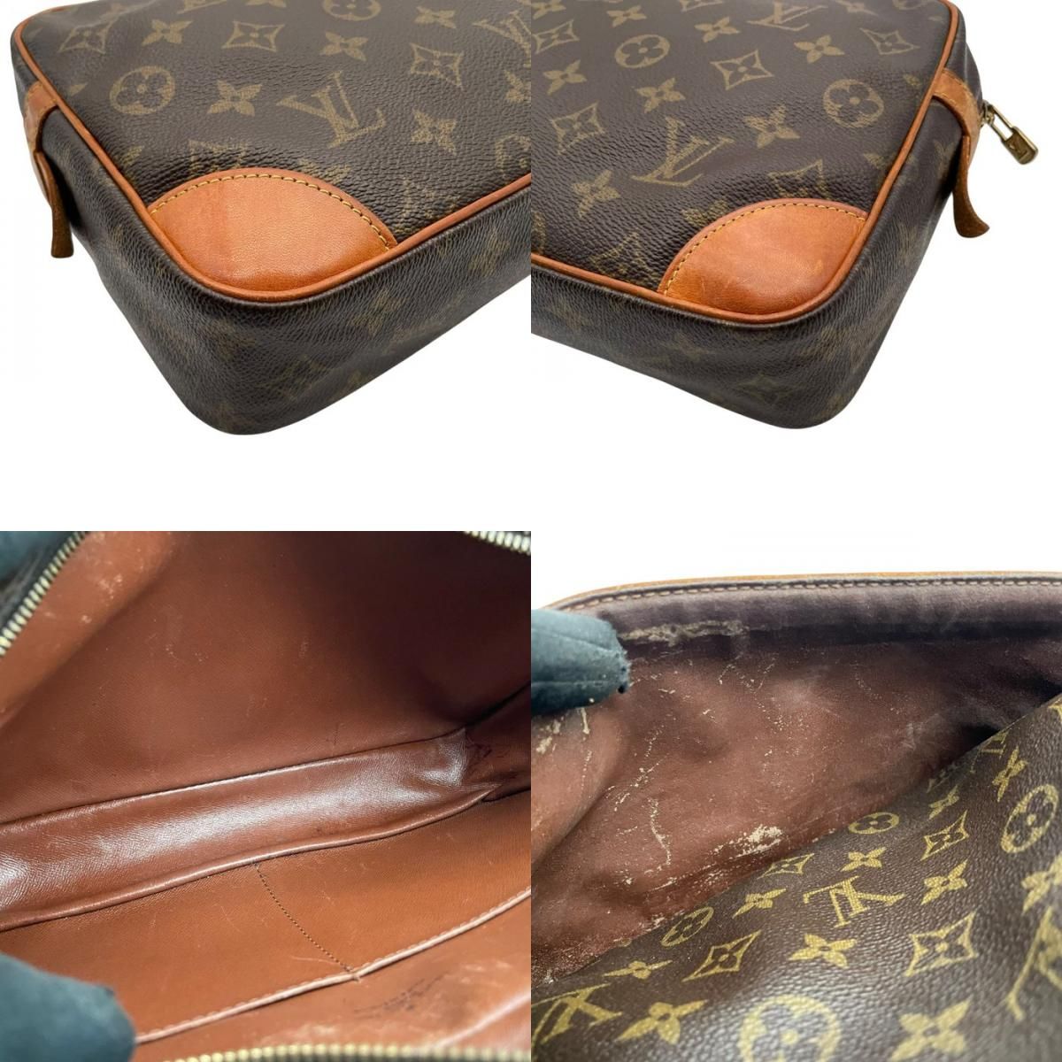 Louis Vuitton Monogram Compiegne 28 Clutch Pouch Brown Vachetta Leather Gold — view 8