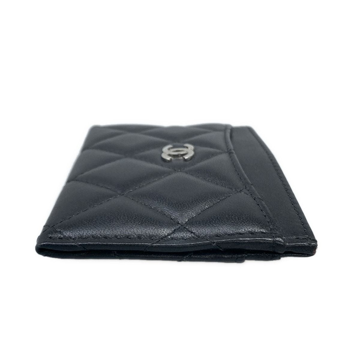 Chanel Card Case Quilted Black Silver Lambskin — view 8