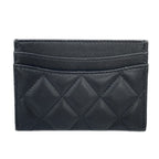 Chanel Card Case Quilted Black Silver Lambskin — view 2