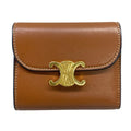 Celine Trifold Wallet Small Flap Brown Gold Triomphe Leather