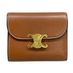 Celine Trifold Wallet Small Flap Brown Gold Triomphe Leather