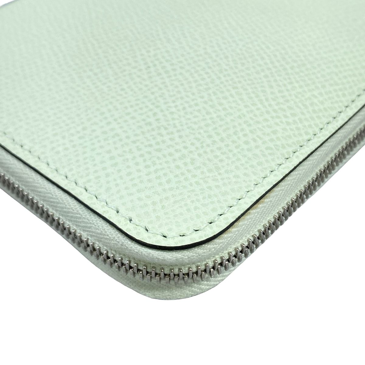 Hermes Coin Purse Azap Compact Silk'in Vert Fizz Zip Around Silver — view 6