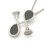 Hermes Necklace Col H Silver Gris Meyer Horn