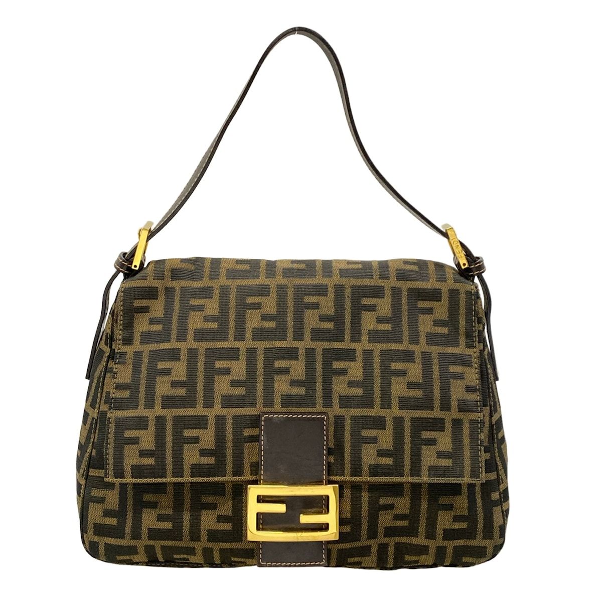 Fendi Handbag Mamma Bucket Brown Dark Leather