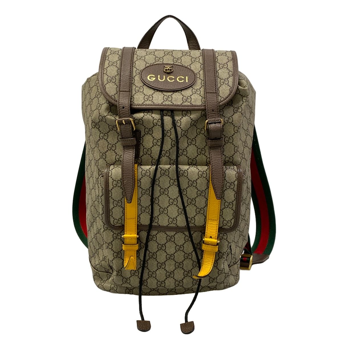 Gucci Backpack Soft GG Supreme Beige Dark Brown Leather