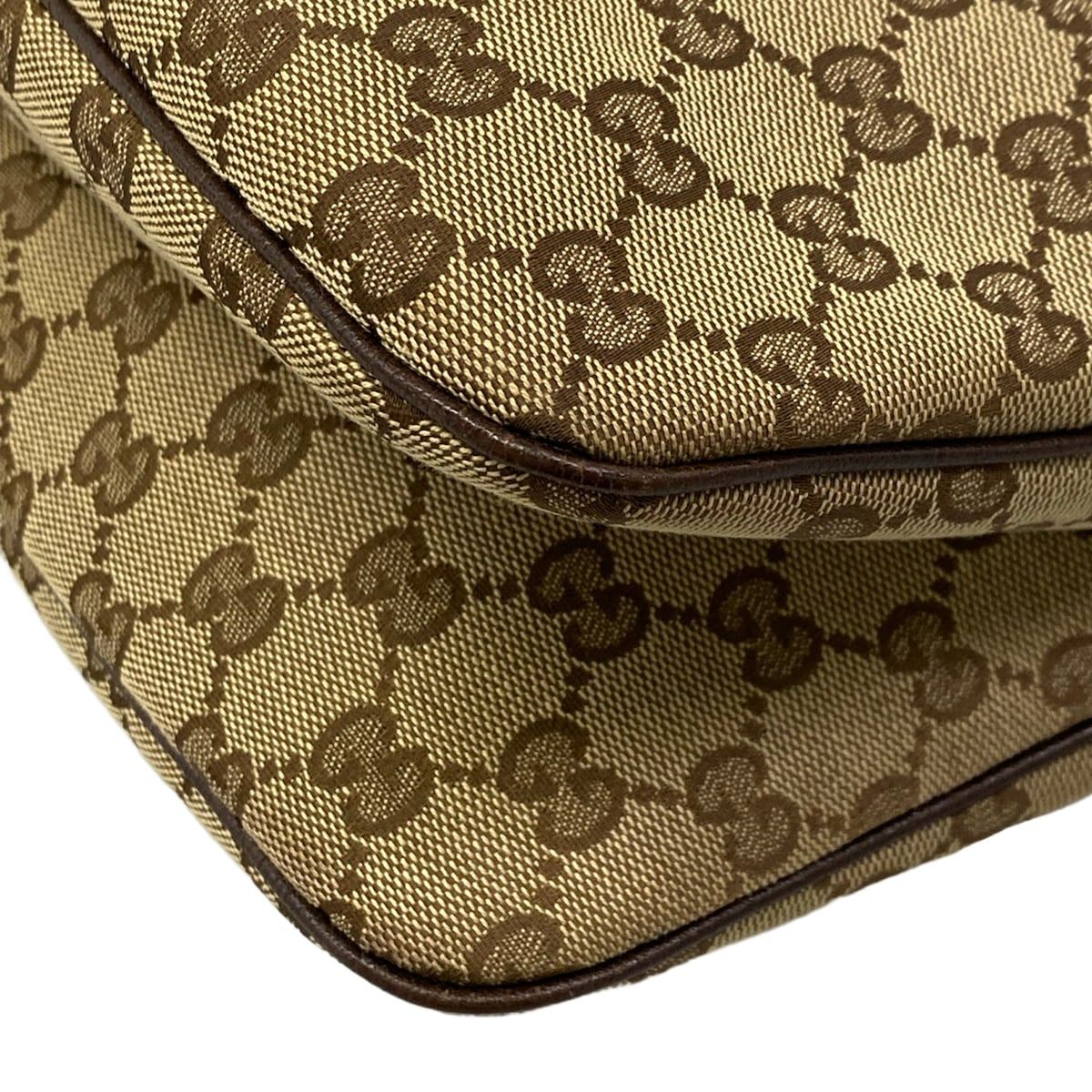 Gucci Shoulder Bag Sherry Beige Dark Brown Leather — view 6