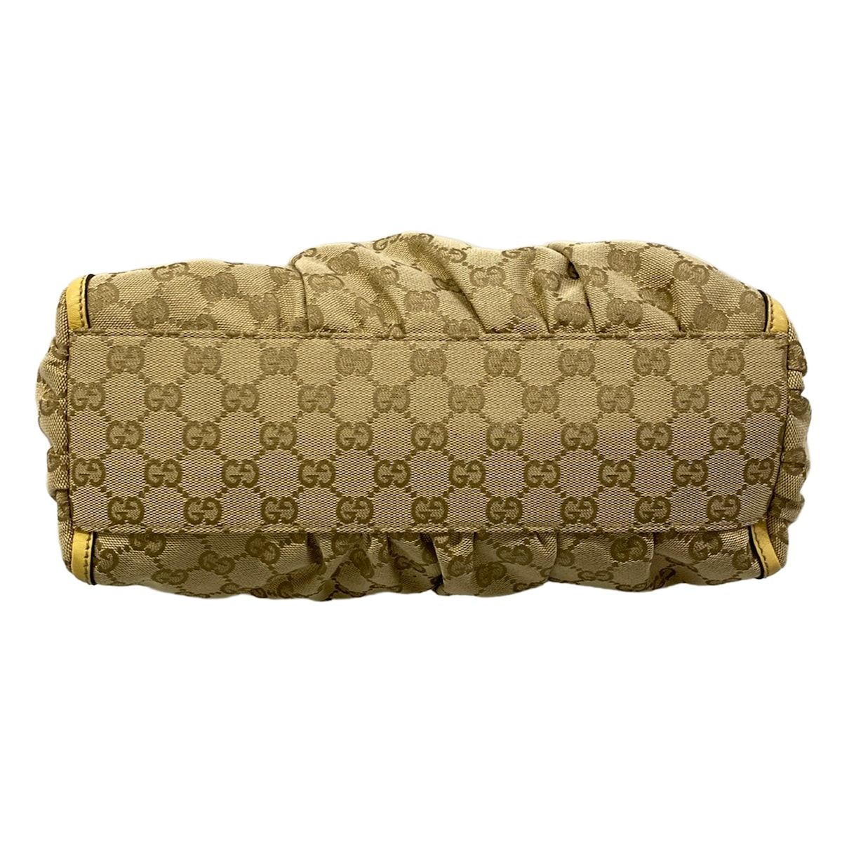 Gucci Handbag GG Pattern Beige Dark Brown Yellow Leather — view 5