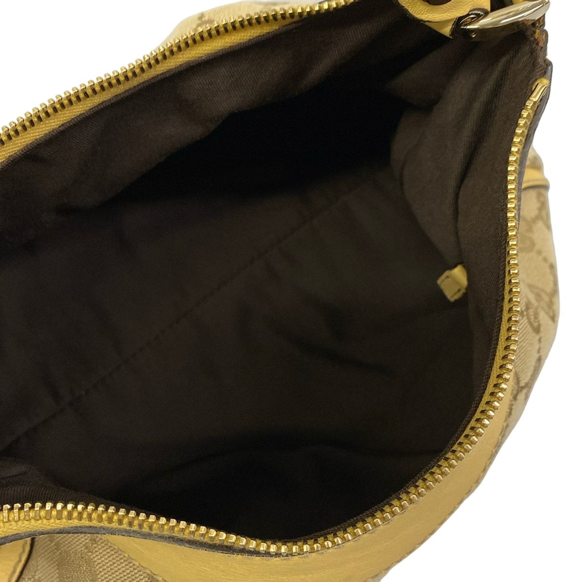 Gucci Handbag GG Pattern Beige Dark Brown Yellow Leather — view 7