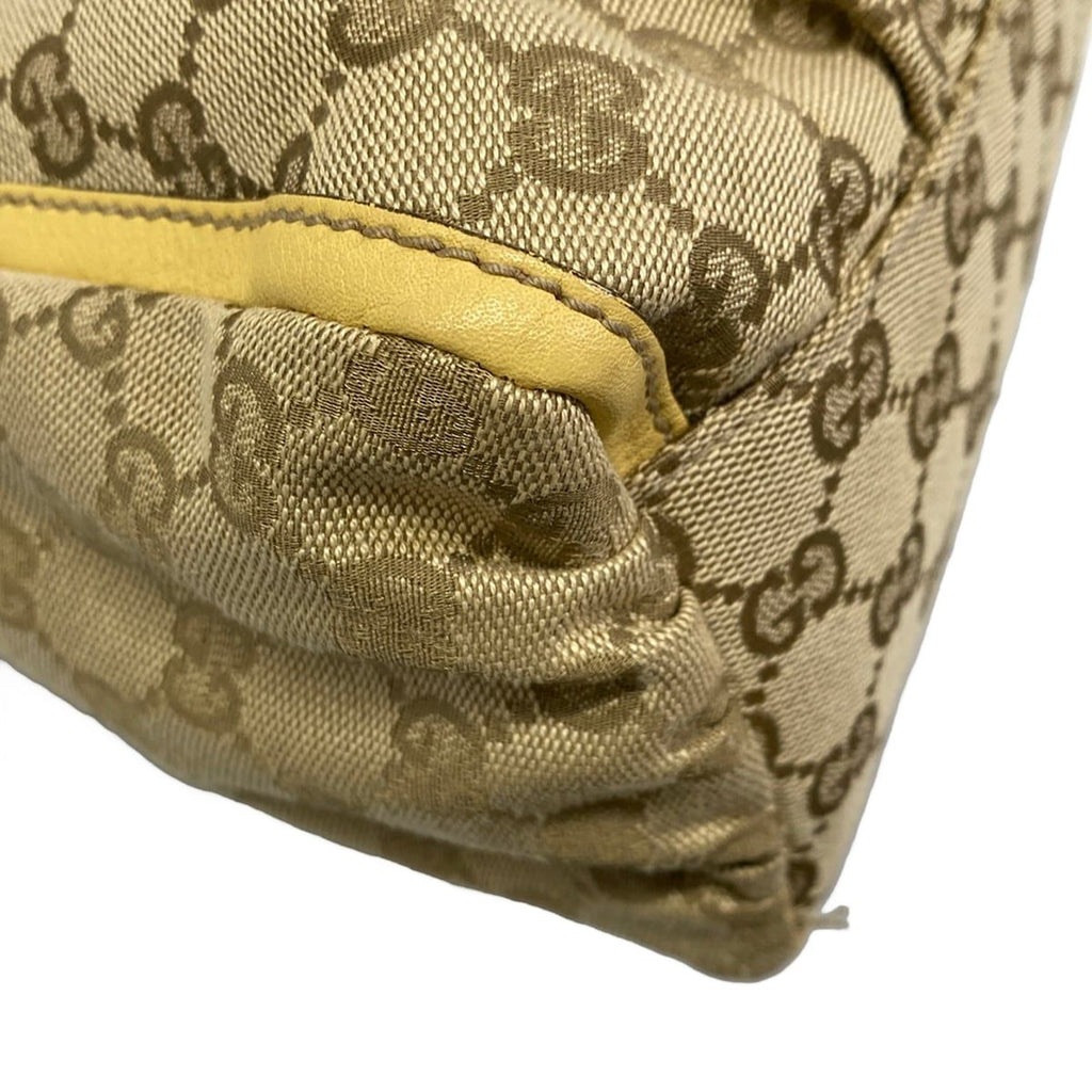 Gucci Handbag GG Pattern Beige Dark Brown Yellow Leather — view 6