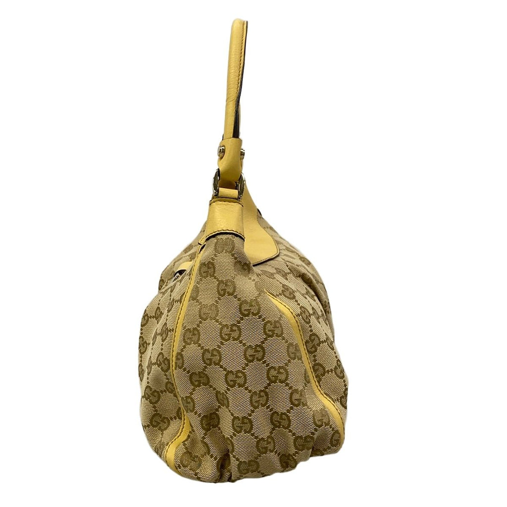 Gucci Handbag GG Pattern Beige Dark Brown Yellow Leather — view 4