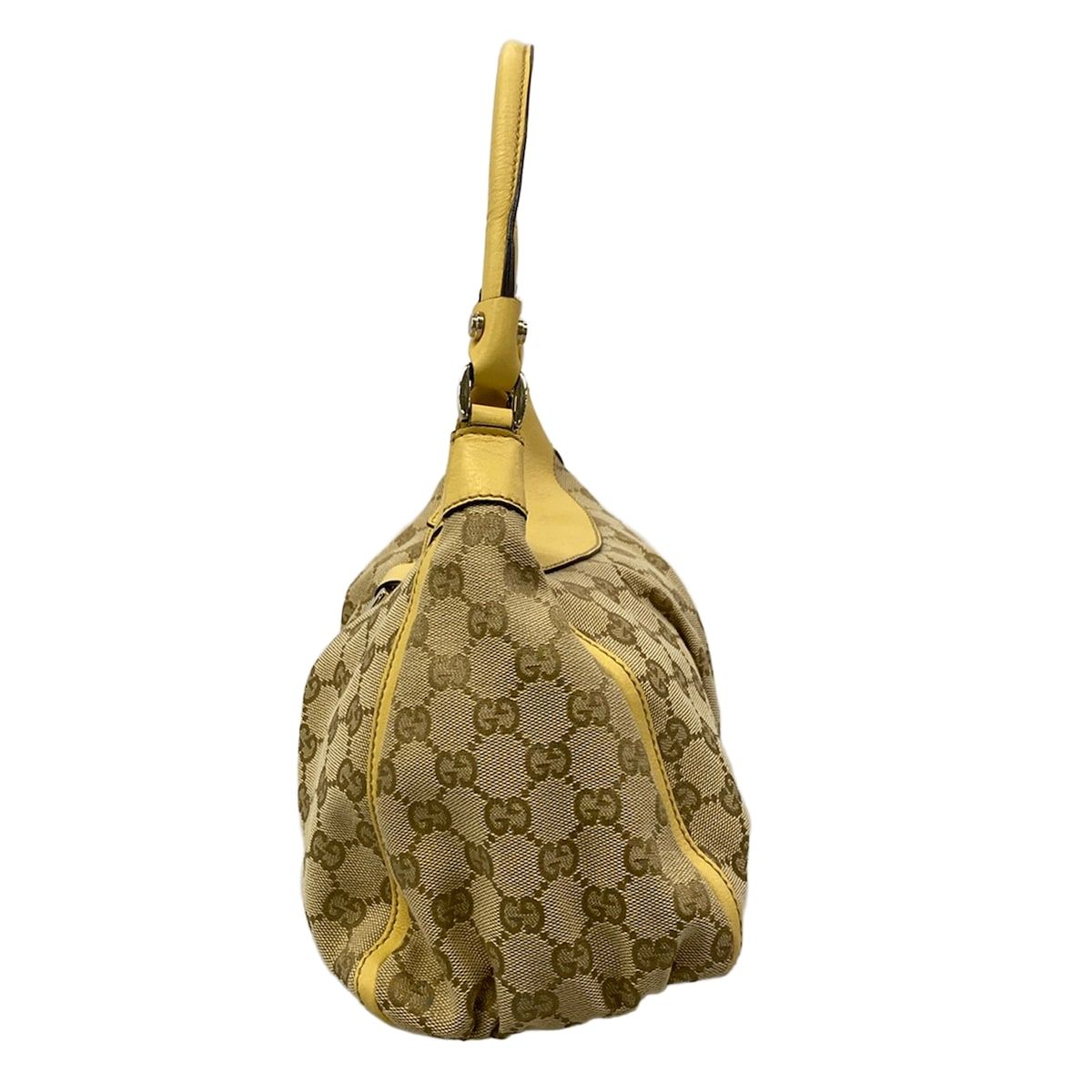 Gucci Handbag GG Pattern Beige Dark Brown Yellow Leather — view 4