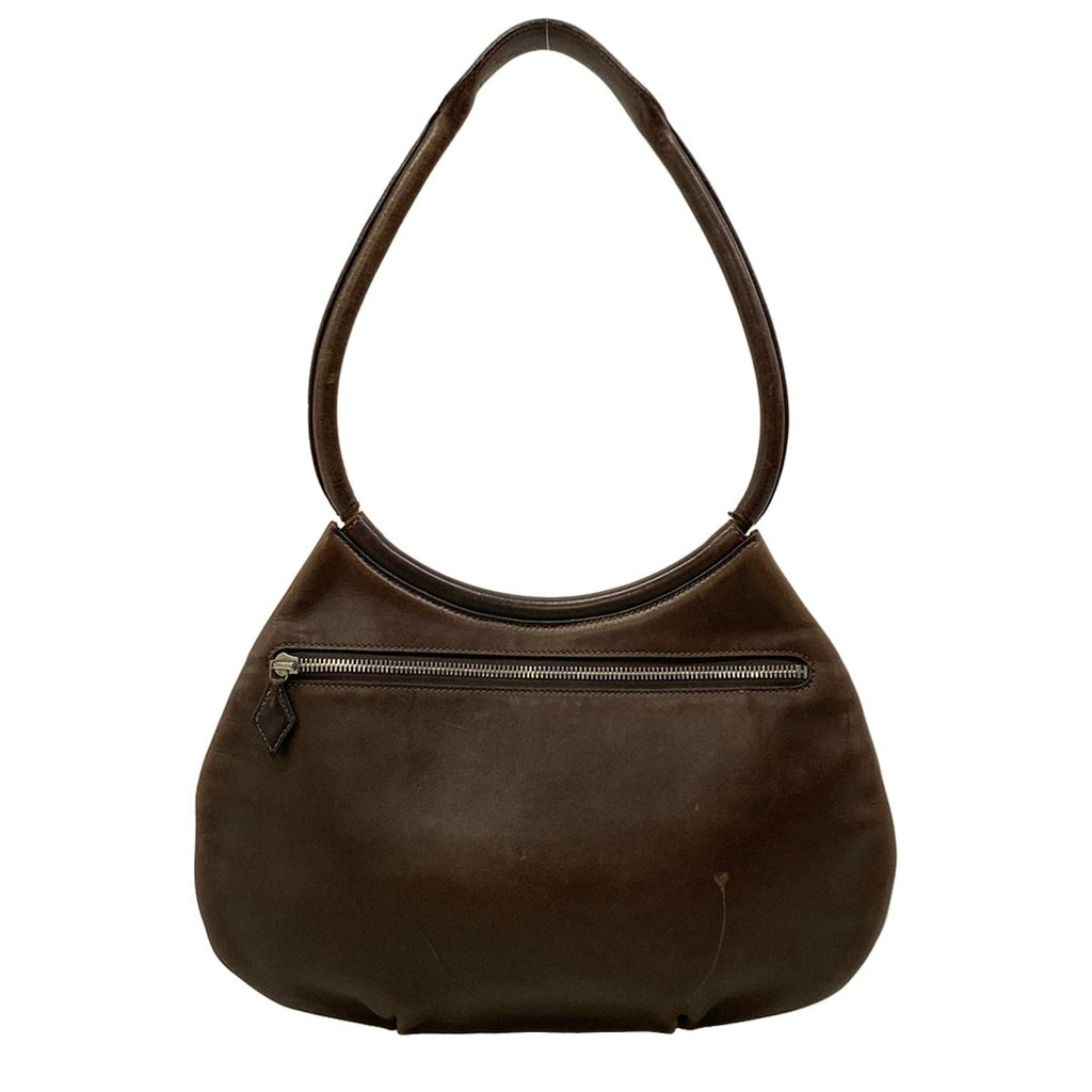 Hermes Shoulder Bag Kaka Wet Dark Brown Leather